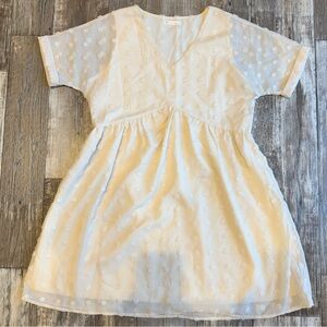 Kirundo Women’s Medium Textured Pom Pom Cream Colored Baby Doll Style Dress